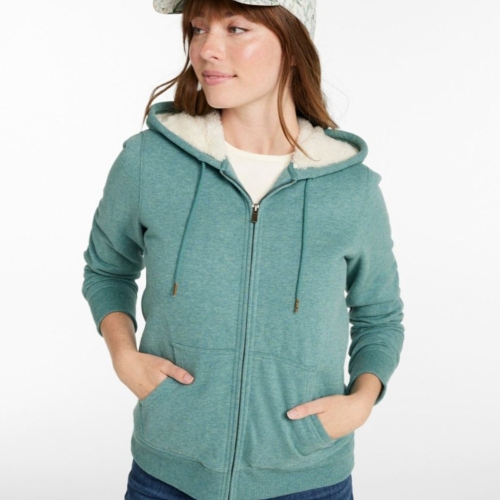 L.L. Bean Teal Sherpa-Lined Zip Hoodie
